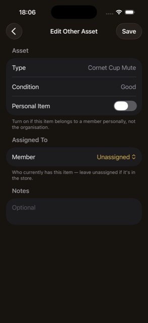 Other Asset form