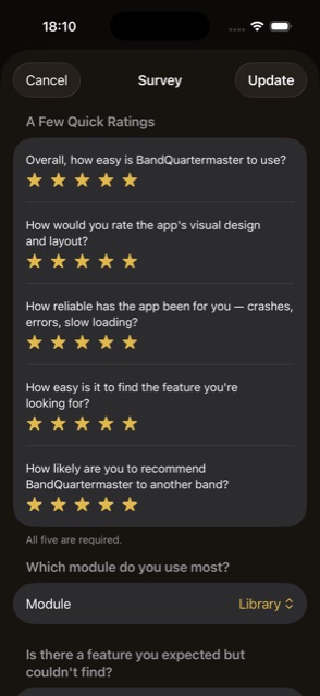 Survey screen