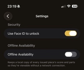 Offline Availability toggle
